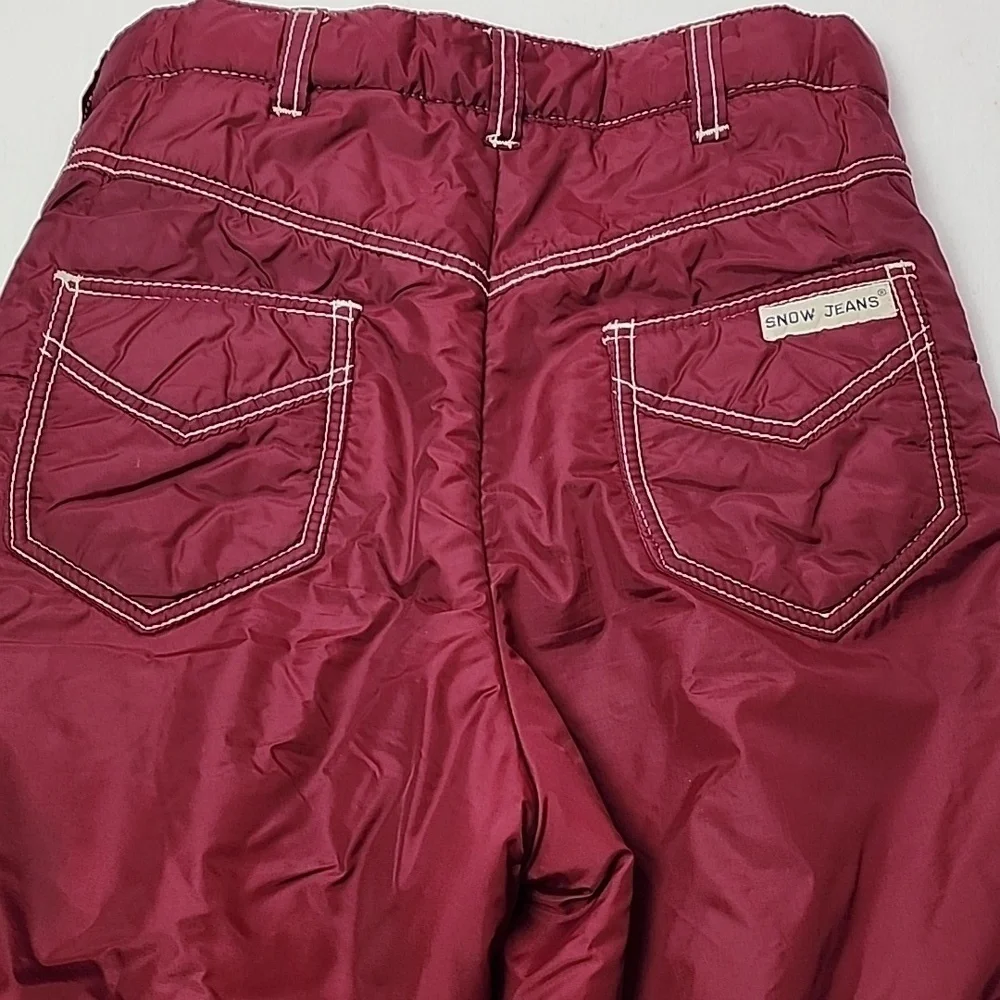 Vintage 1970's Montgomery Ward Snow Jeans Red Insulated Snow Pants Size 14 Kids